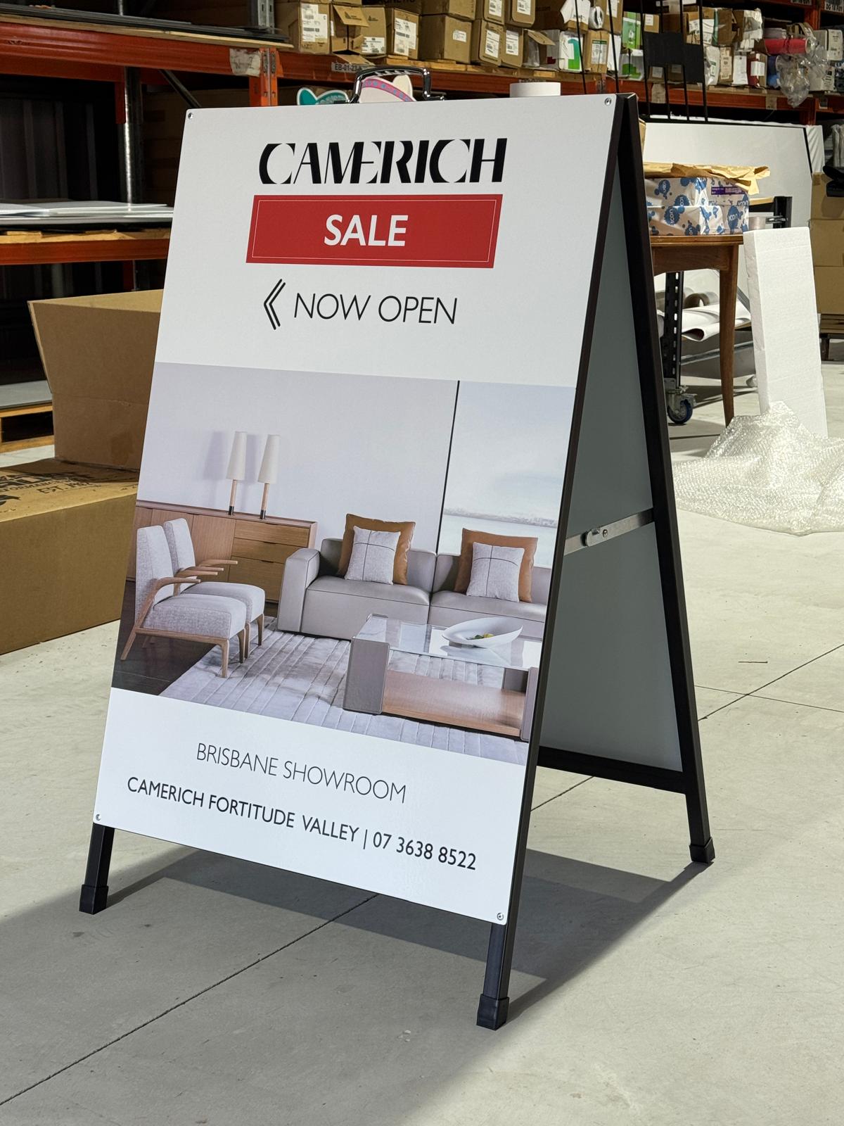 Metal face A-Frame board with Full Colour Digital Print & Lamination 600x900mm