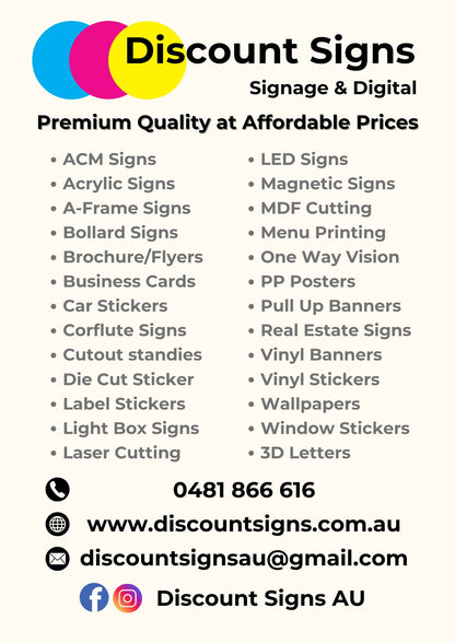 12x 300x450mm Corflute Prints - FREE DELIVERY SOUTH EAST QUEENSLAND - SPECIAL OFFER