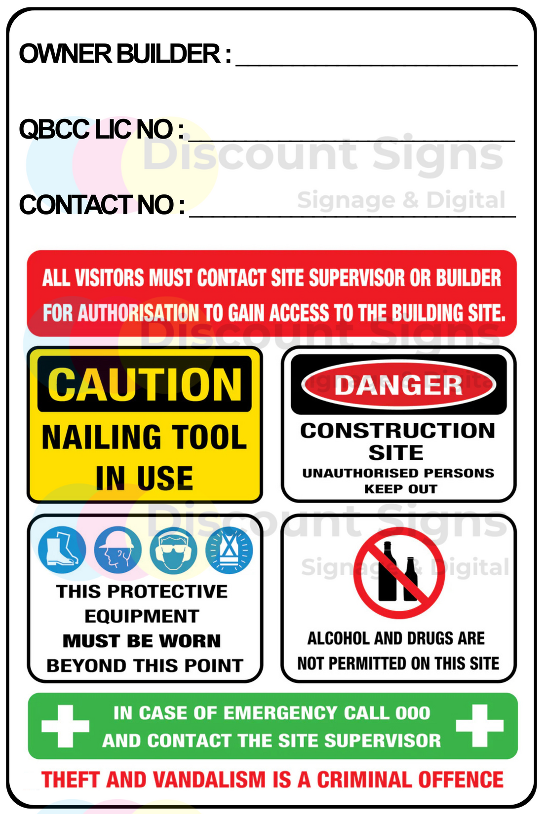 Computer Owner Sign Owner Builder Sign – Discount Signs